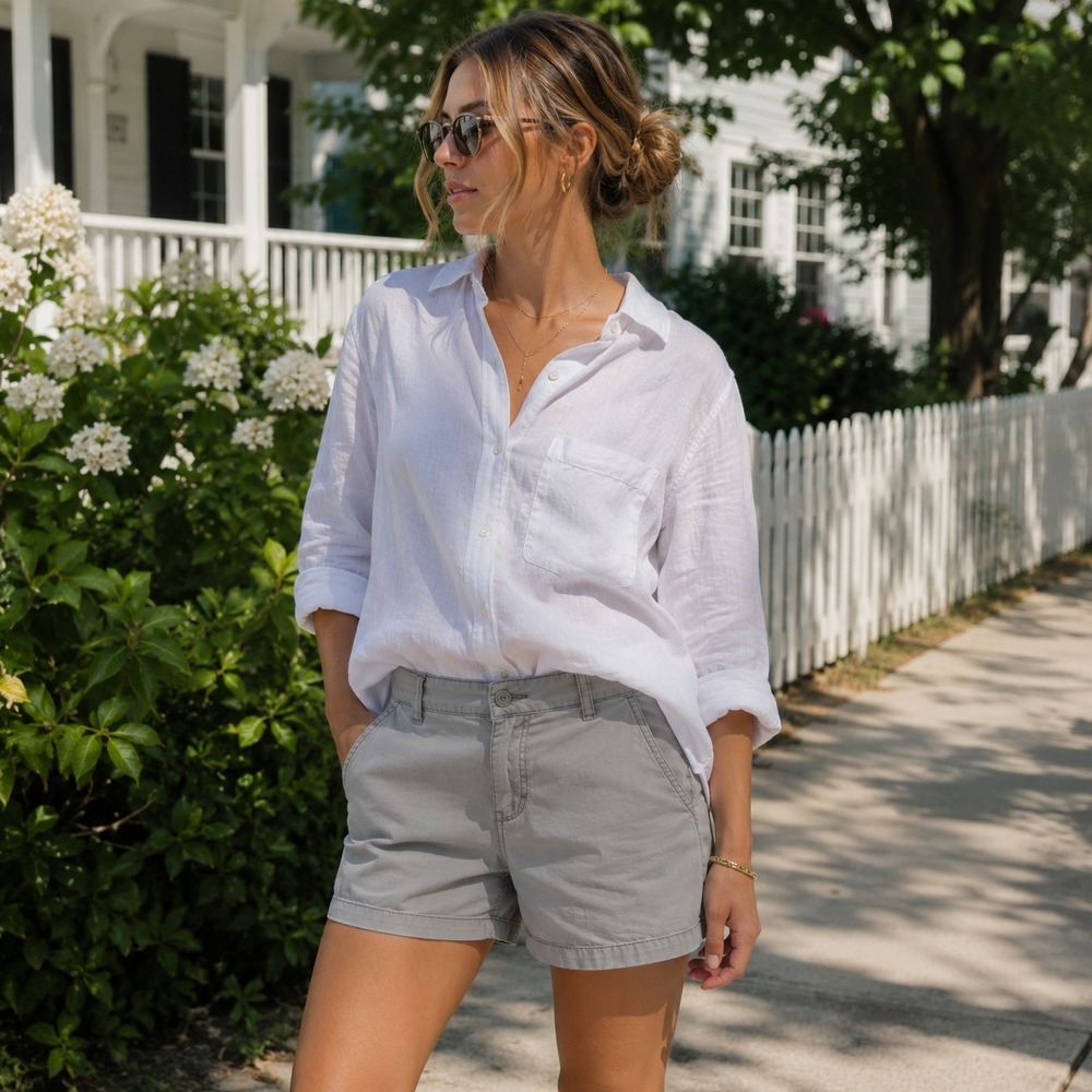 Ann Taylor LOFT Chino Shorts Mid Rise Casual Cotton Women's Size 4 Gray Summer